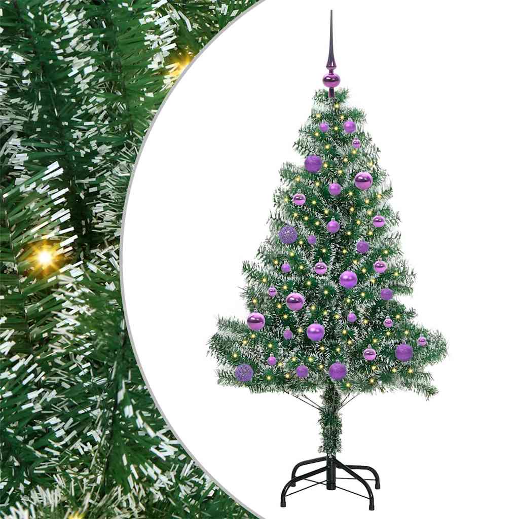 Mű karácsonyi fa hóval borítva LED fényekkel 150 cm