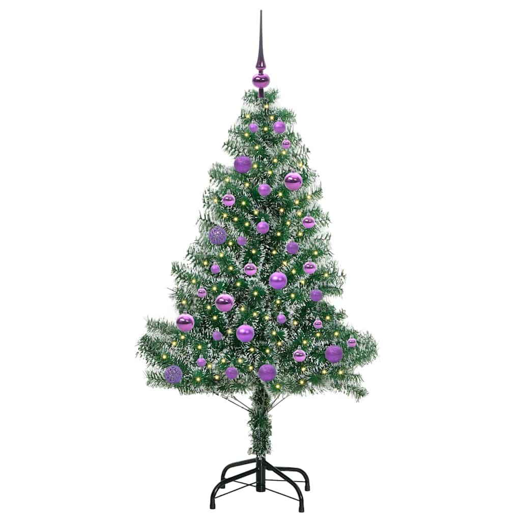 Mű karácsonyi fa hóval borítva LED fényekkel 150 cm