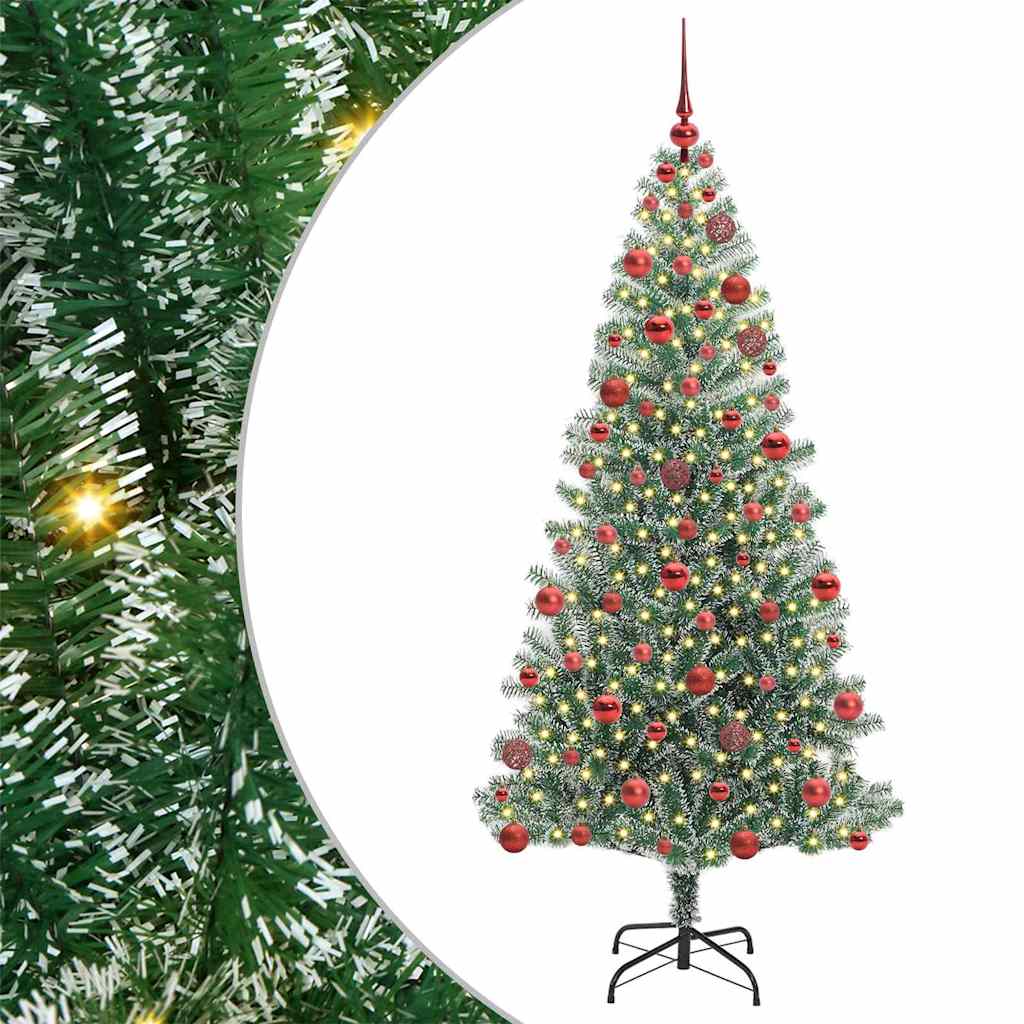 Mű karácsonyi fa hóval borítva LED fényekkel 180 cm
