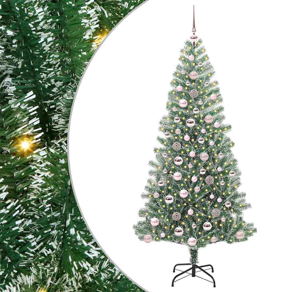 Mű karácsonyi fa hóval borítva LED fényekkel 180 cm