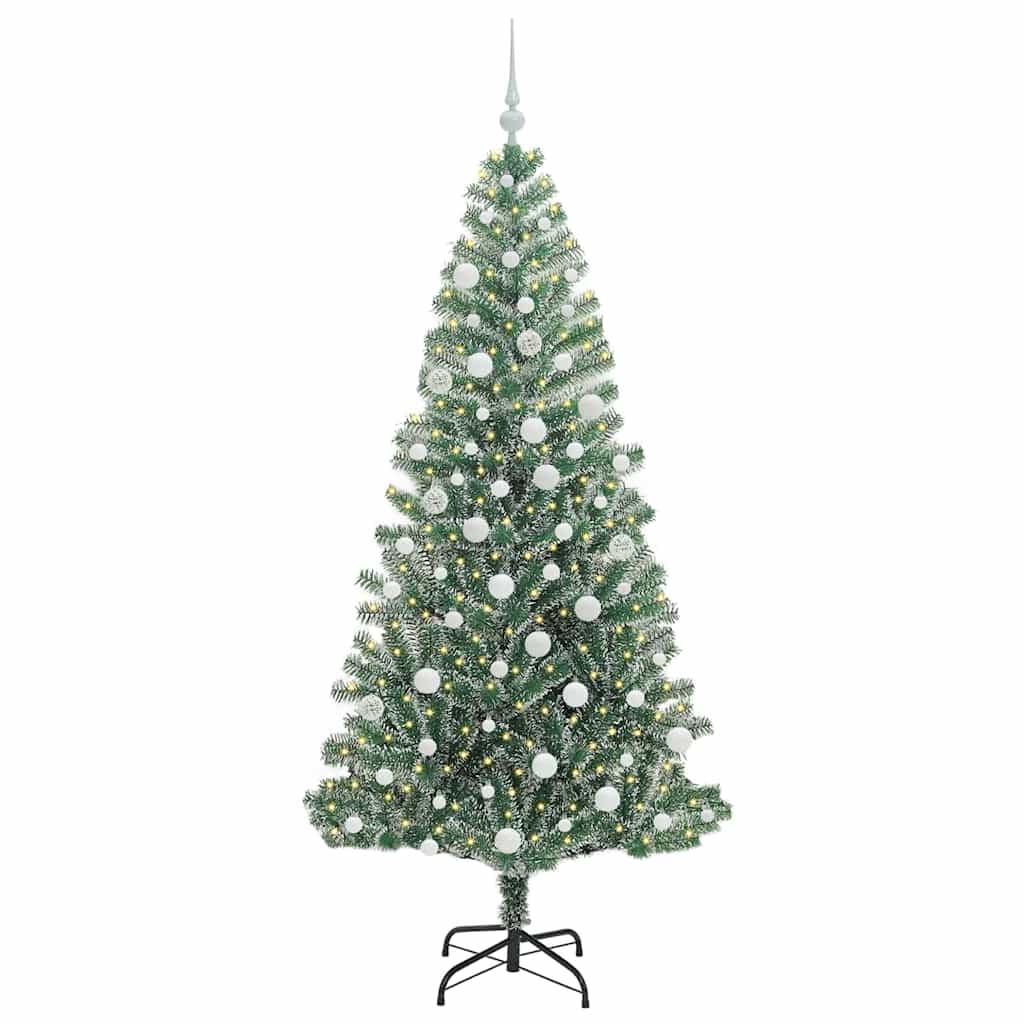 Mű karácsonyi fa hóval borítva LED fényekkel 180 cm