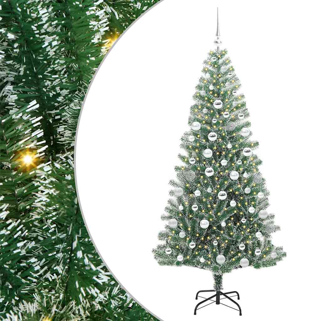 Mű karácsonyi fa hóval borítva LED fényekkel 180 cm