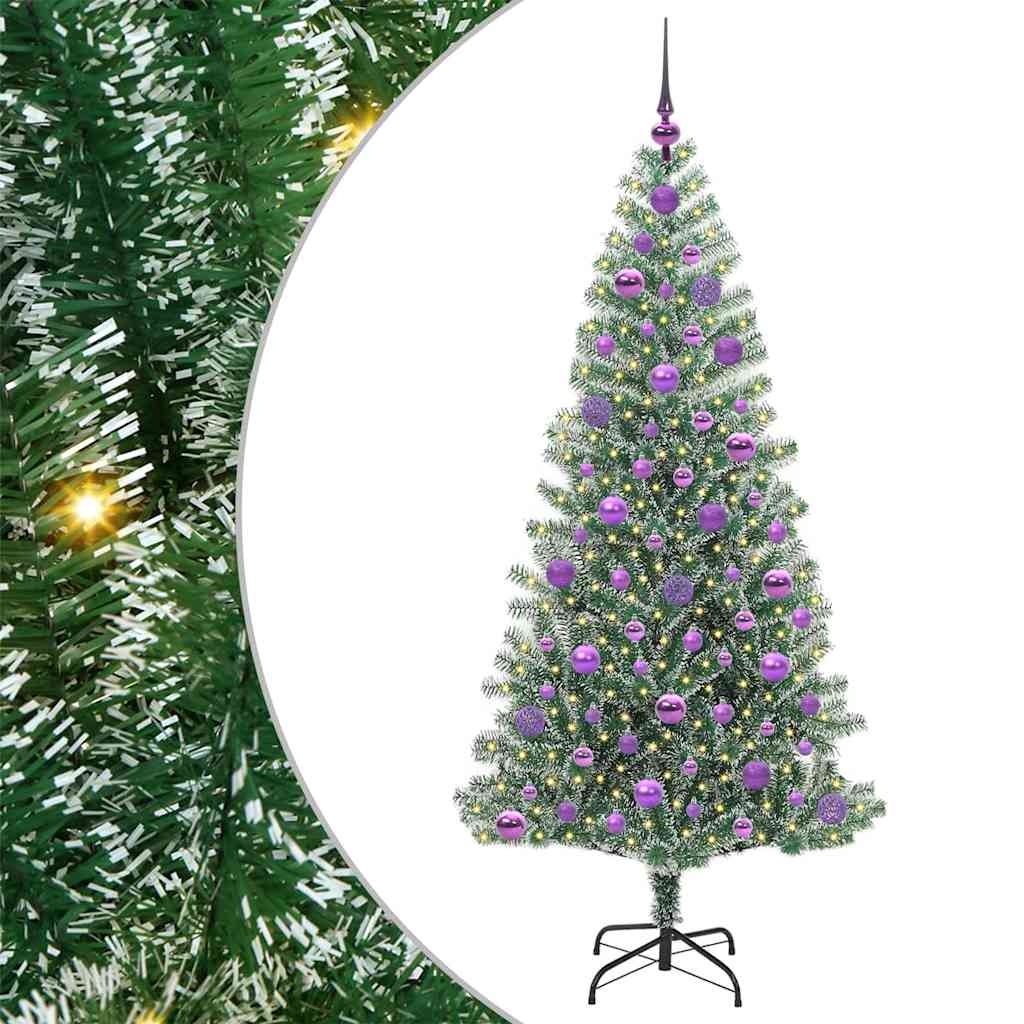 Mű karácsonyi fa hóval borítva LED fényekkel 180 cm