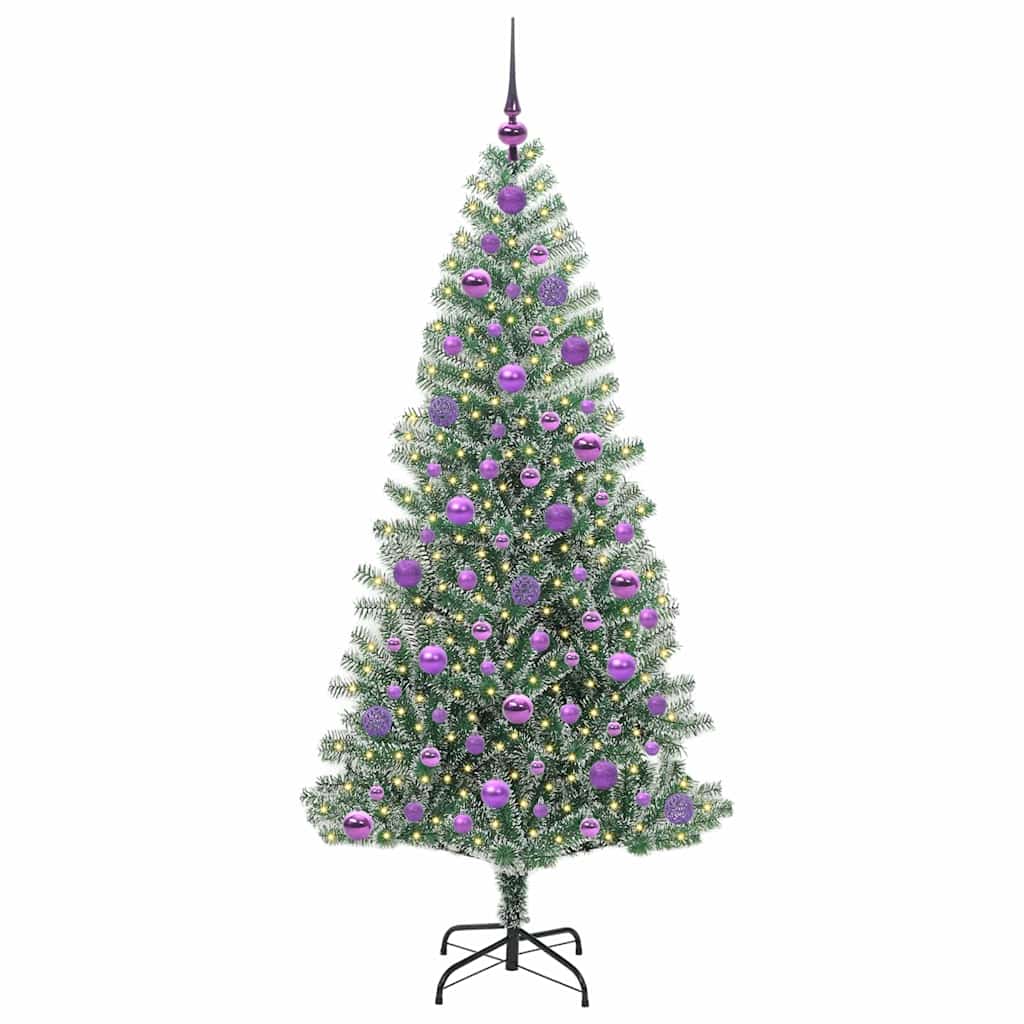 Mű karácsonyi fa hóval borítva LED fényekkel 180 cm
