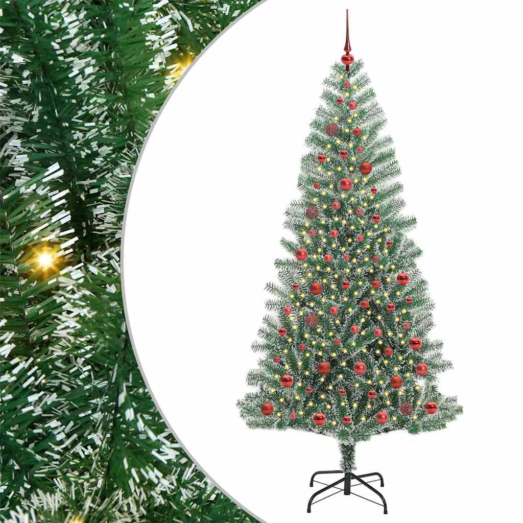 Mű karácsonyi fa hóval borítva LED fényekkel 210 cm