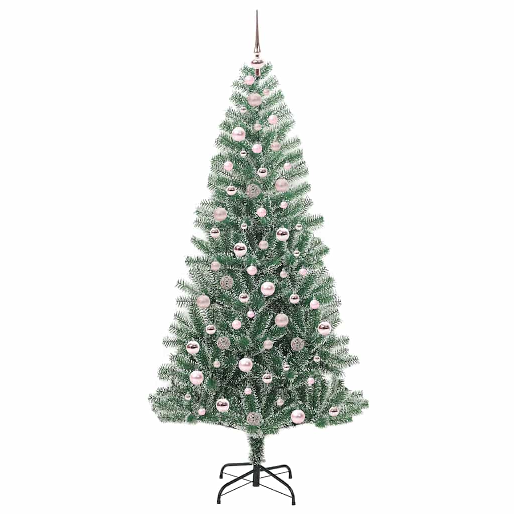 Mű karácsonyi fa hóval borítva LED fényekkel 210 cm