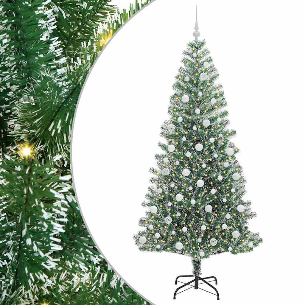 Mű karácsonyi fa hóval borítva LED fényekkel 210 cm