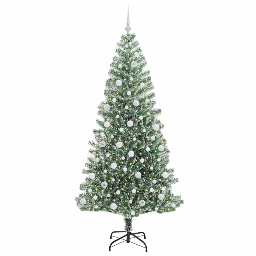 Mű karácsonyi fa hóval borítva LED fényekkel 210 cm