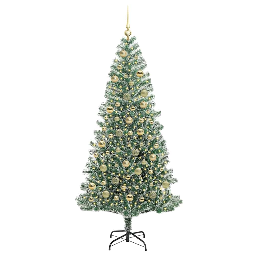 Mű karácsonyi fa hóval borítva LED fényekkel 210 cm