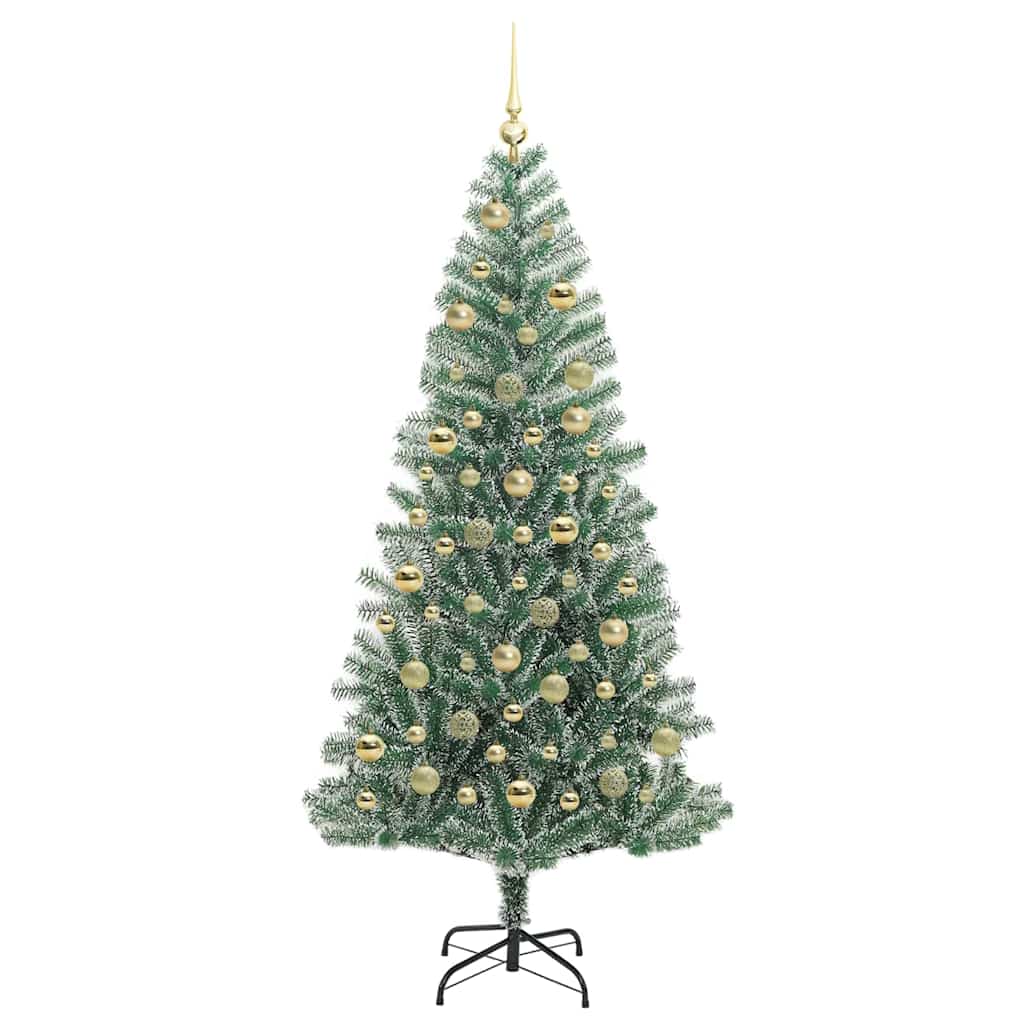 Mű karácsonyi fa hóval borítva LED fényekkel 210 cm