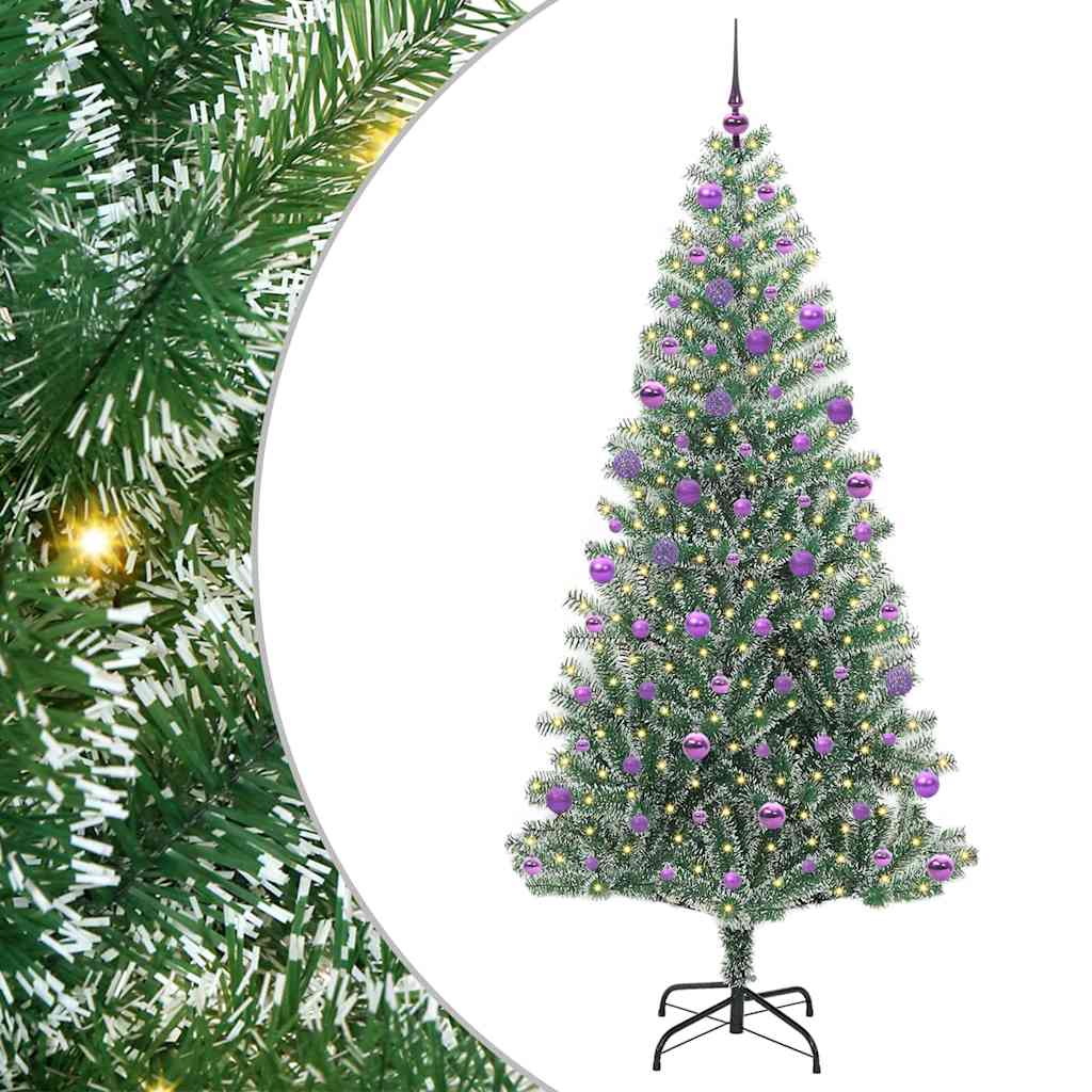 Mű karácsonyi fa hóval borítva LED fényekkel 210 cm