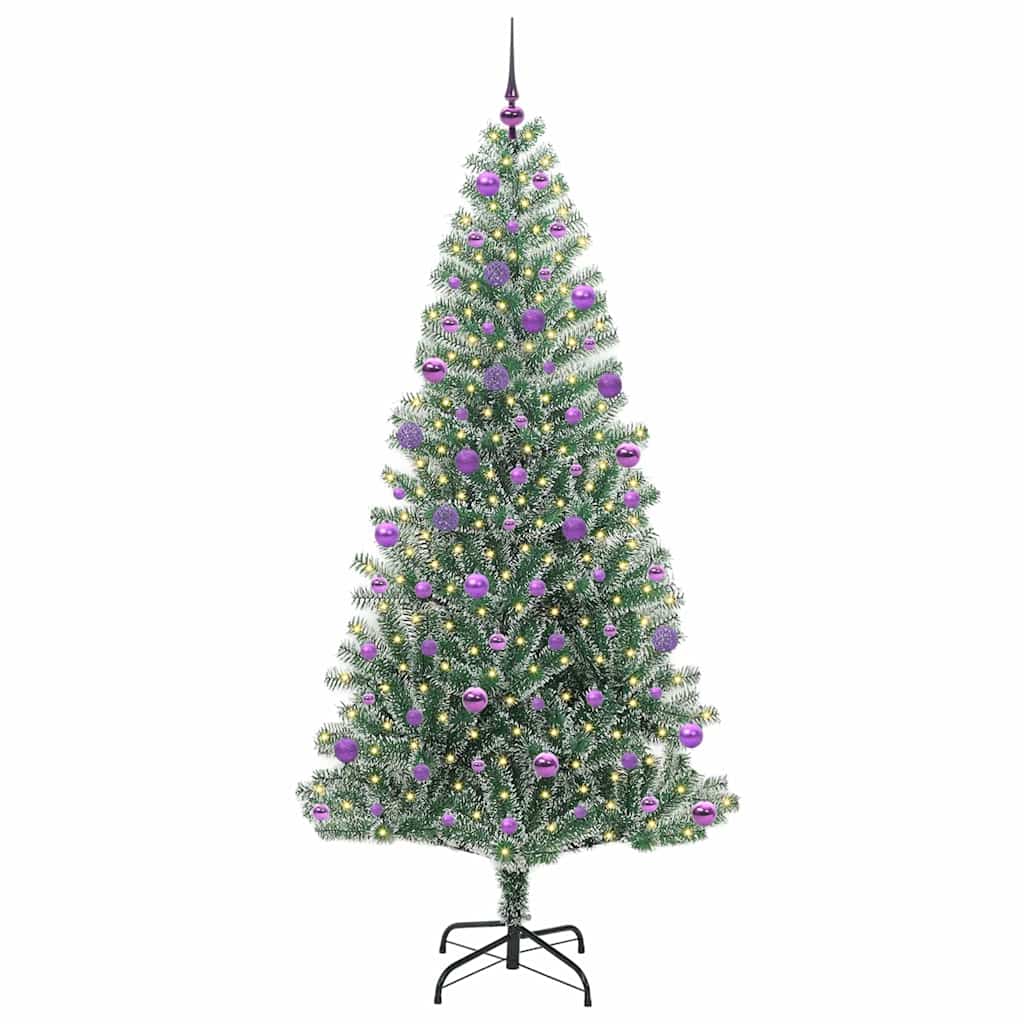 Mű karácsonyi fa hóval borítva LED fényekkel 210 cm