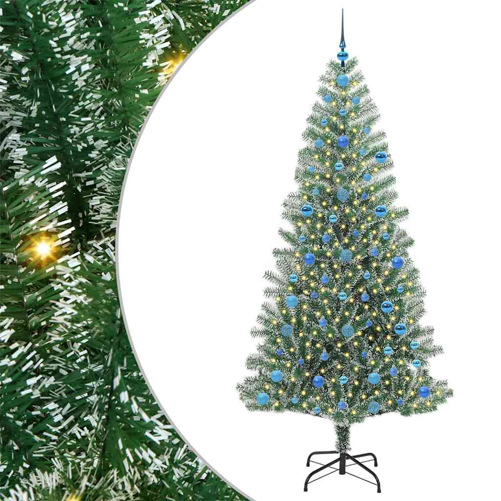 Mű karácsonyi fa hóval borítva LED fényekkel 210 cm
