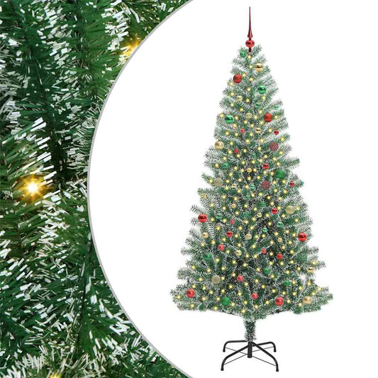 Mű karácsonyi fa hóval borítva LED fényekkel 210 cm