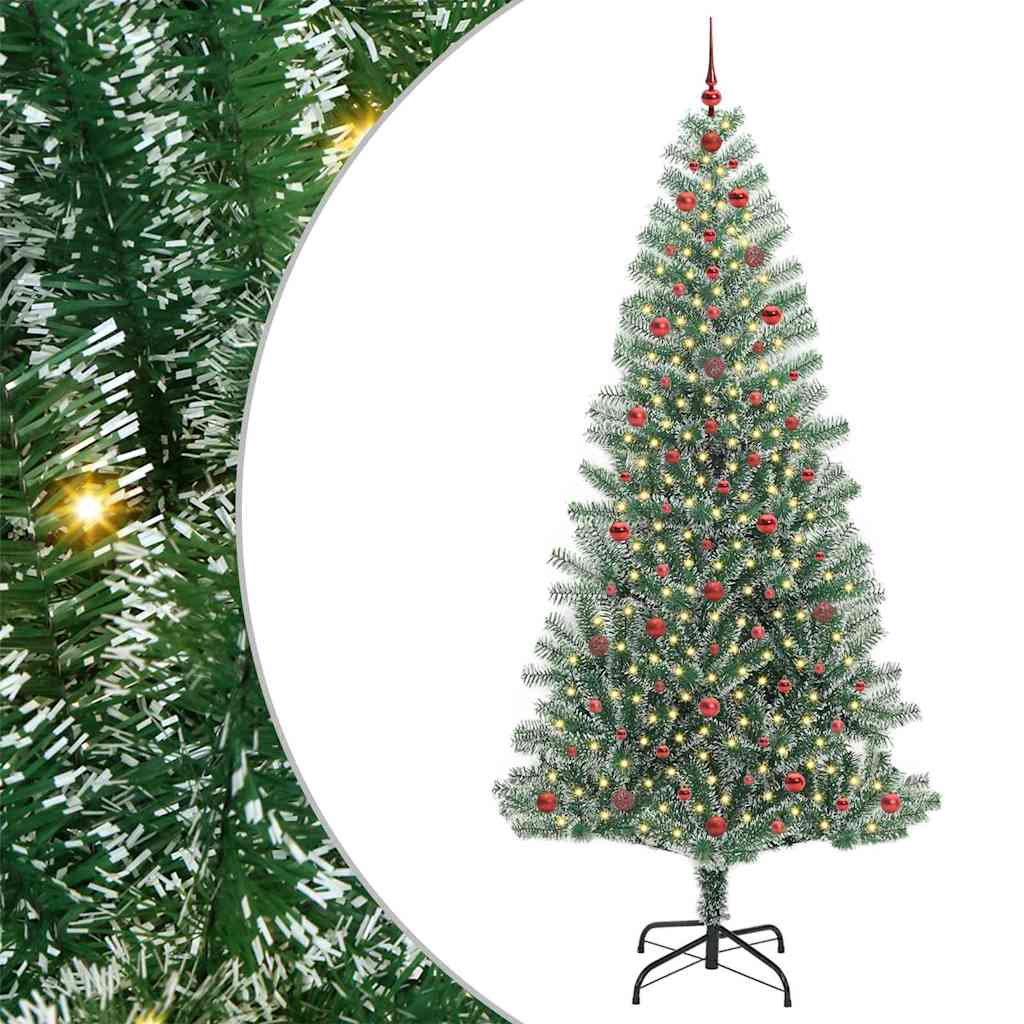 Mű karácsonyi fa hóval borítva LED fényekkel 240 cm