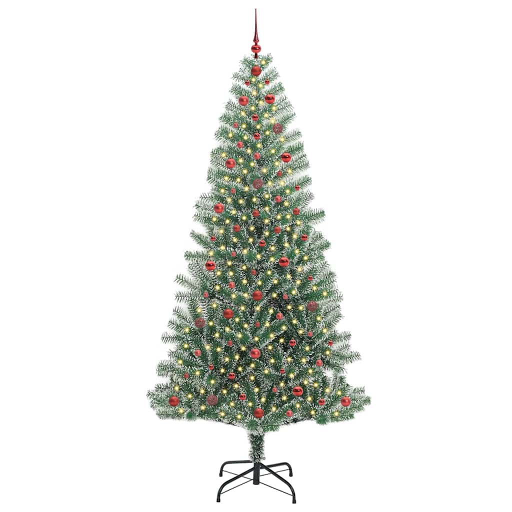 Mű karácsonyi fa hóval borítva LED fényekkel 240 cm