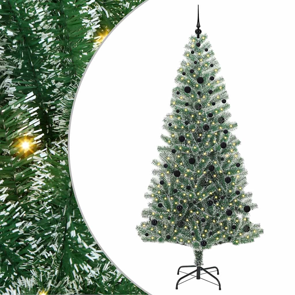Mű karácsonyi fa hóval borítva LED fényekkel 240 cm