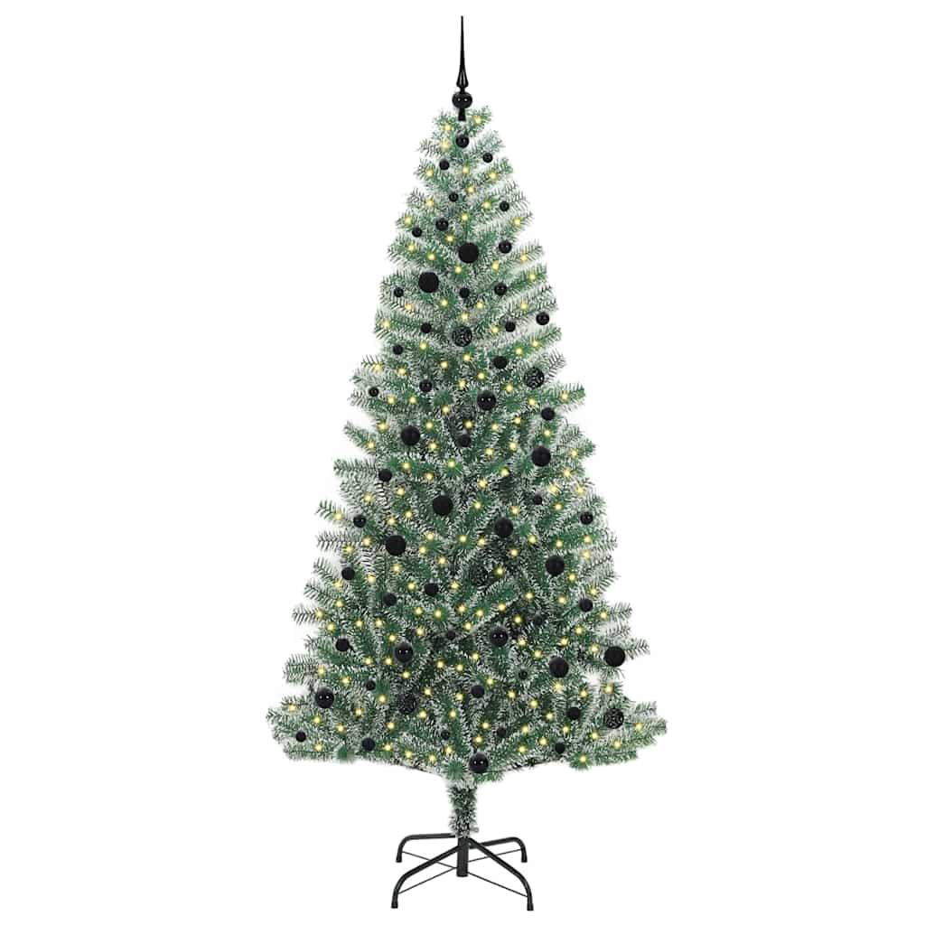 Mű karácsonyi fa hóval borítva LED fényekkel 240 cm
