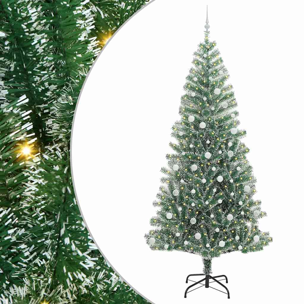 Mű karácsonyi fa hóval borítva LED fényekkel 240 cm