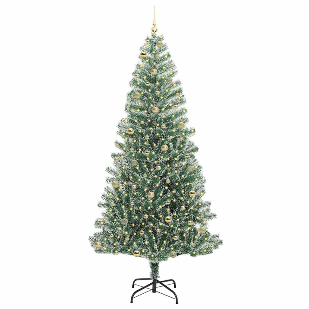 Mű karácsonyi fa hóval borítva LED fényekkel 240 cm