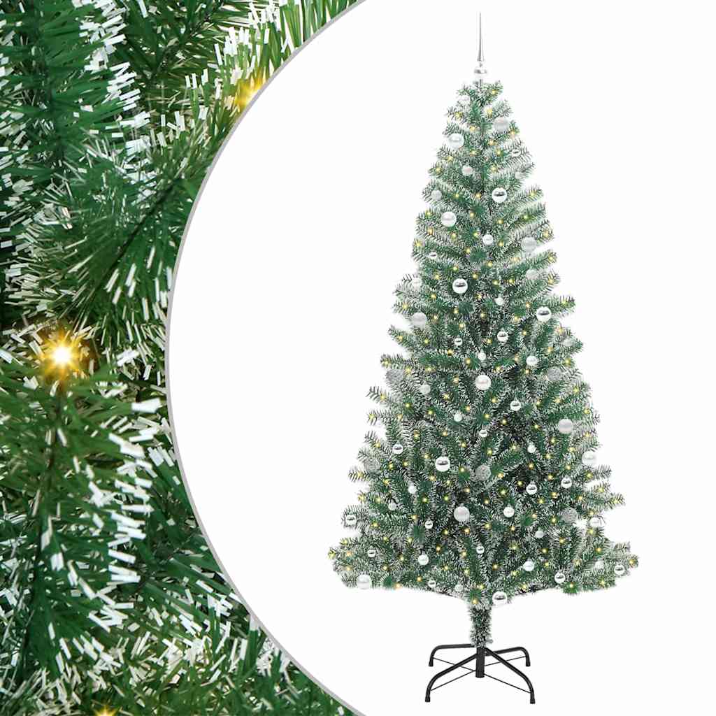 Mű karácsonyi fa hóval borítva LED fényekkel 240 cm