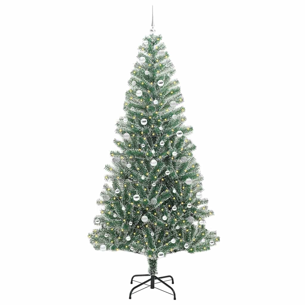 Mű karácsonyi fa hóval borítva LED fényekkel 240 cm