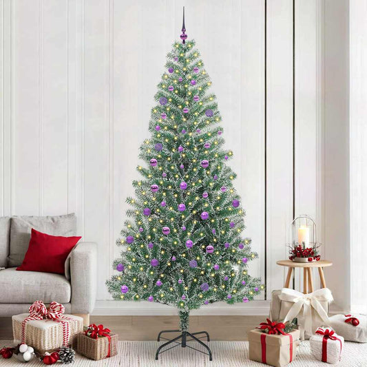 Mű karácsonyi fa hóval borítva LED fényekkel 240 cm