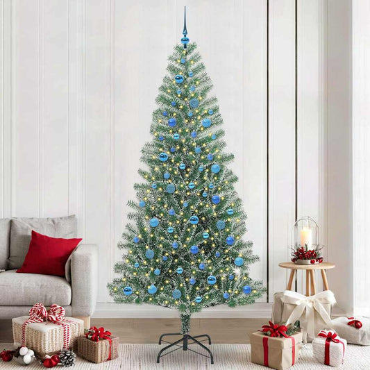 Mű karácsonyi fa hóval borítva LED fényekkel 240 cm