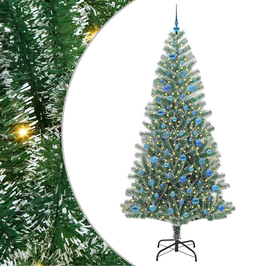 Mű karácsonyi fa hóval borítva LED fényekkel 240 cm