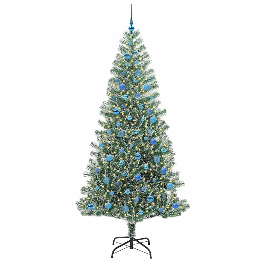 Mű karácsonyi fa hóval borítva LED fényekkel 240 cm