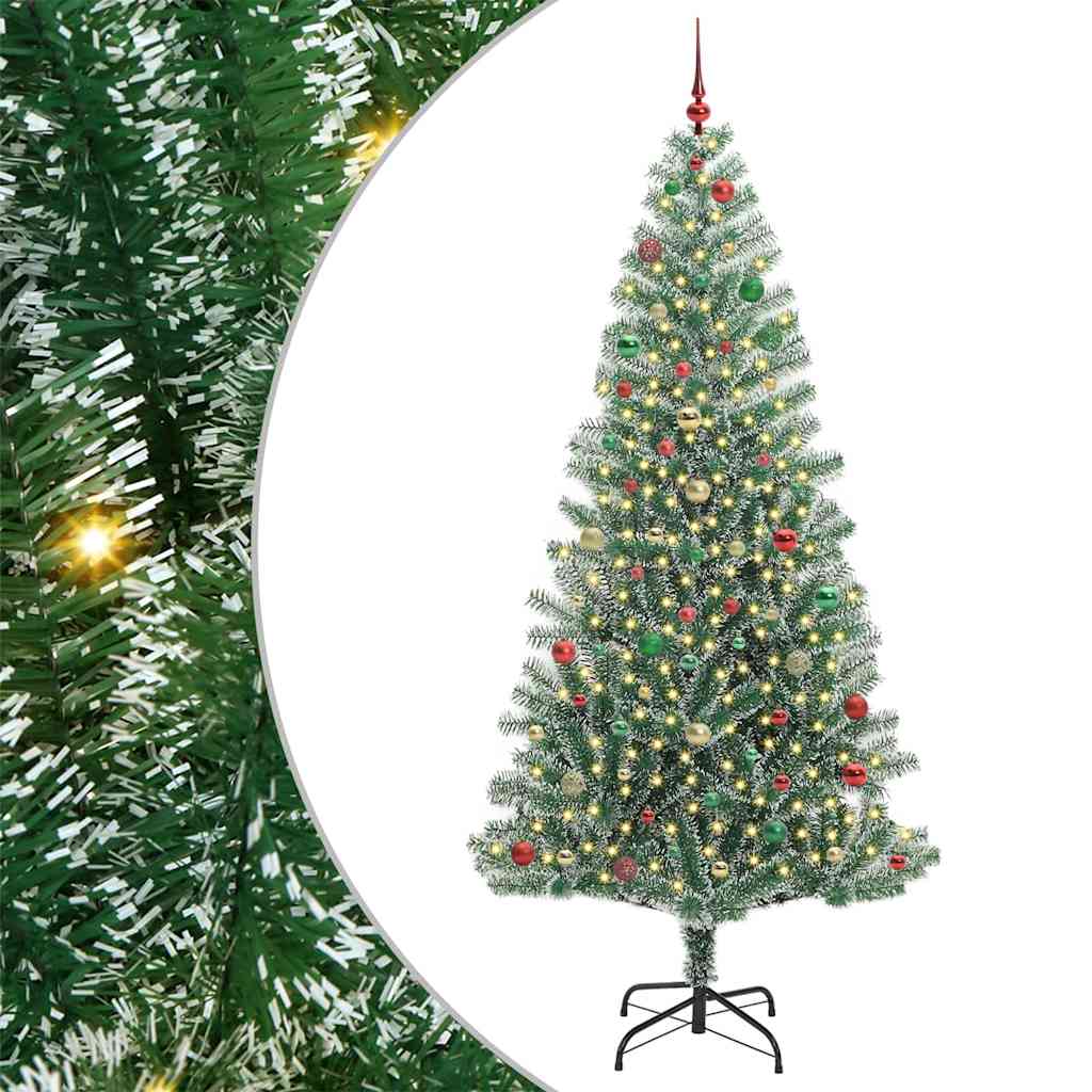 Mű karácsonyi fa hóval borítva LED fényekkel 240 cm