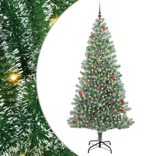 Mű karácsonyi fa hóval borítva LED fényekkel 240 cm
