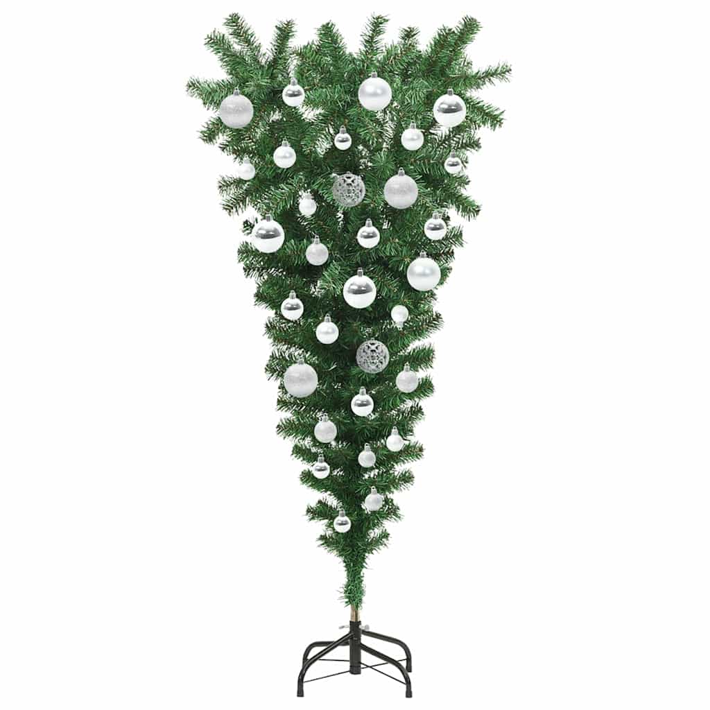 Felfordított műfenyő LED világítással és gömb készlettel 120 cm