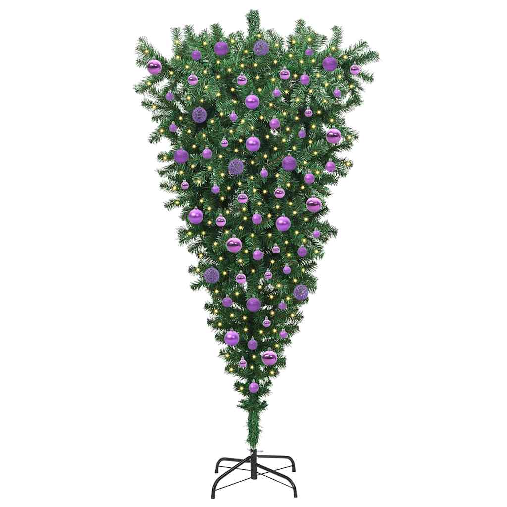Fejre állítható műfenyő világító gömbbel Zöld 180 cm PVC