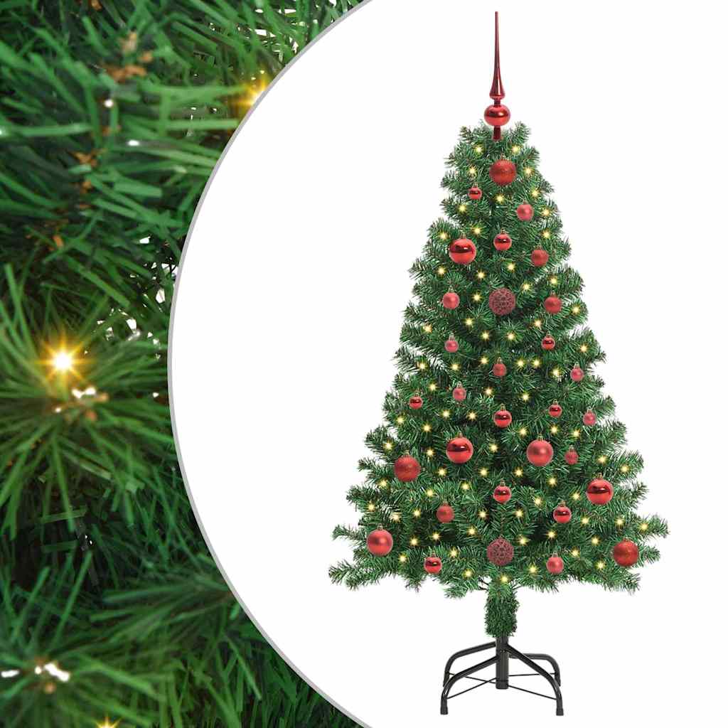 Mű karácsonyfa 150 LED-del Zöld 120 cm PVC és Acél és Műanyag