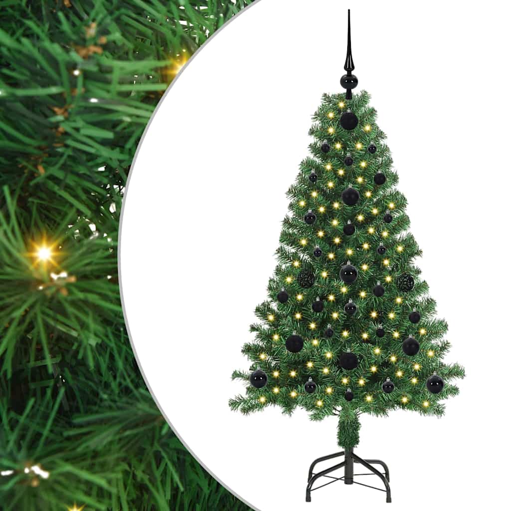 Mű karácsonyfa 150 LED-del Zöld 120 cm PVC és Acél és Műanyag