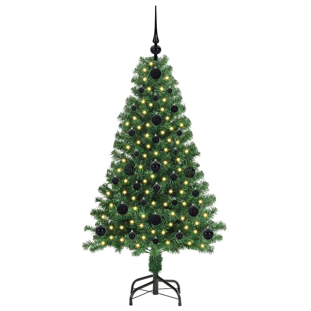Mű karácsonyfa 150 LED-del Zöld 120 cm PVC és Acél és Műanyag