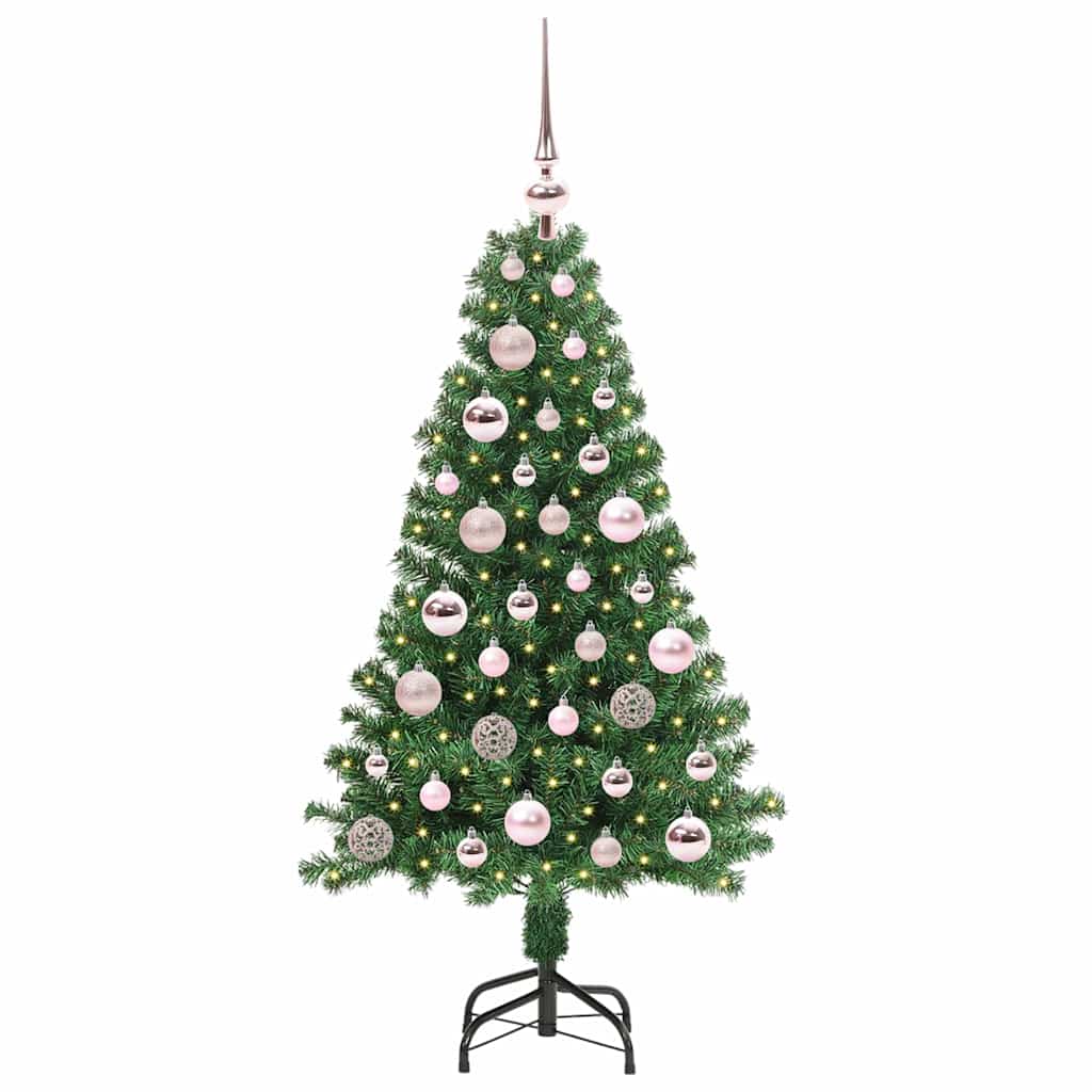 Mű karácsonyfa 150 LED-del Zöld 120 cm PVC és Acél és Műanyag