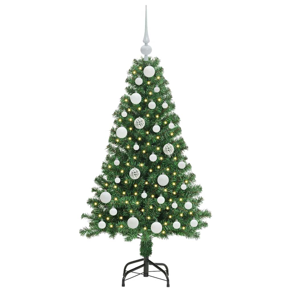 Mű karácsonyfa 150 LED-del Zöld 120 cm PVC és Acél és Műanyag