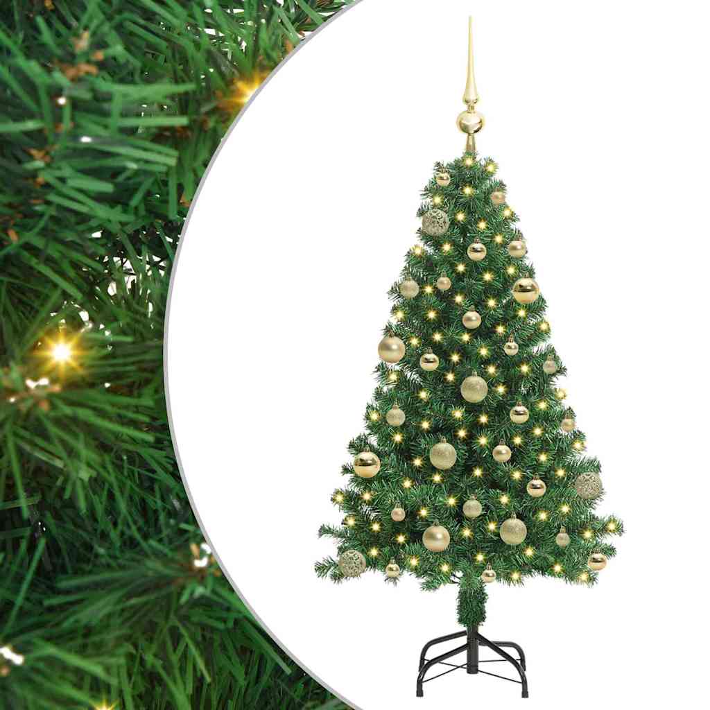 Mű karácsonyfa 150 LED-del Zöld 120 cm PVC és Acél és Műanyag