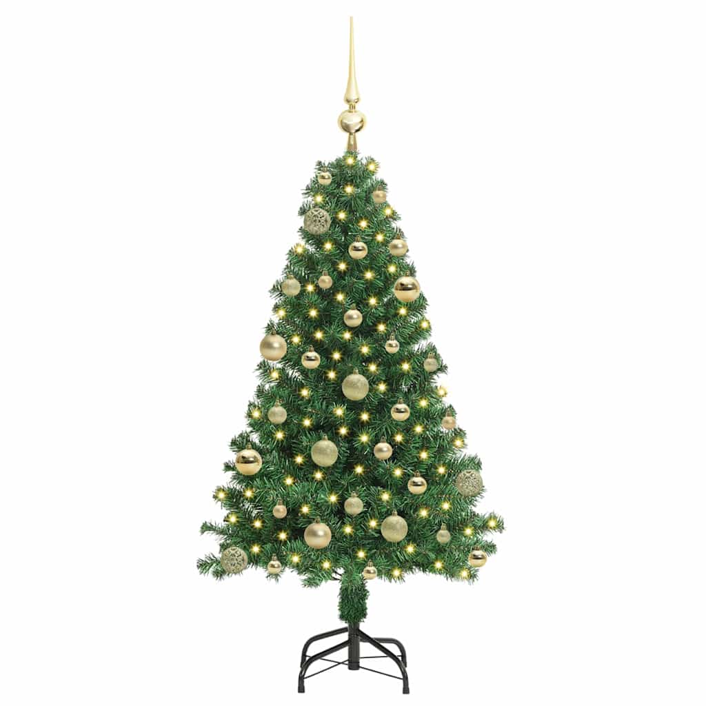 Mű karácsonyfa 150 LED-del Zöld 120 cm PVC és Acél és Műanyag