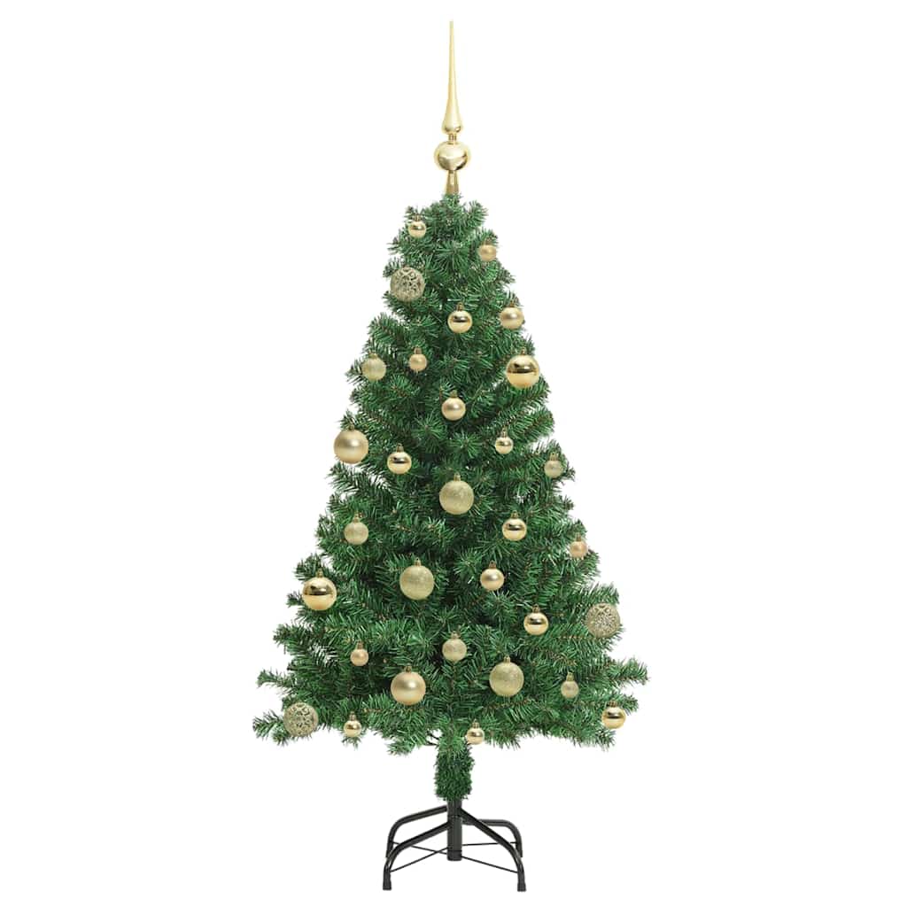 Mű karácsonyfa 150 LED-del Zöld 120 cm PVC és Acél és Műanyag