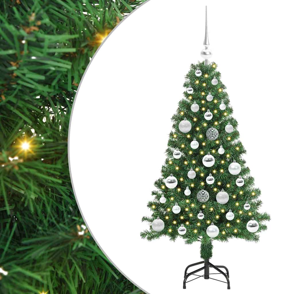 Mű karácsonyfa 150 LED-del Zöld 120 cm PVC és Acél és Műanyag