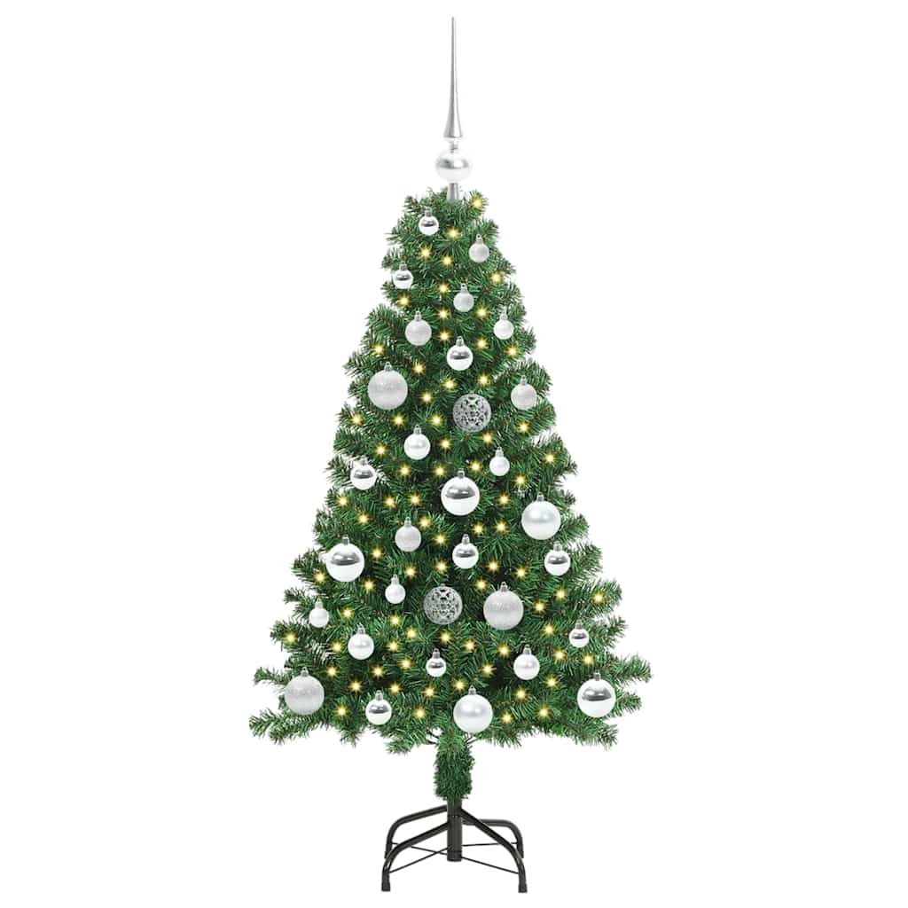 Mű karácsonyfa 150 LED-del Zöld 120 cm PVC és Acél és Műanyag