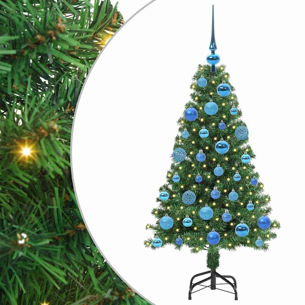 Mű karácsonyfa 150 LED-del Zöld 120 cm PVC és Acél és Műanyag