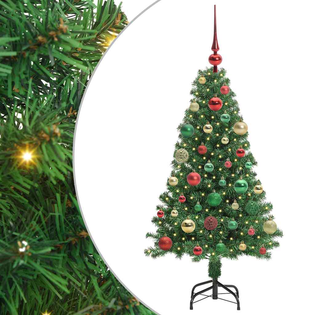 Mű karácsonyfa 150 LED-del Zöld 120 cm PVC és Acél és Műanyag