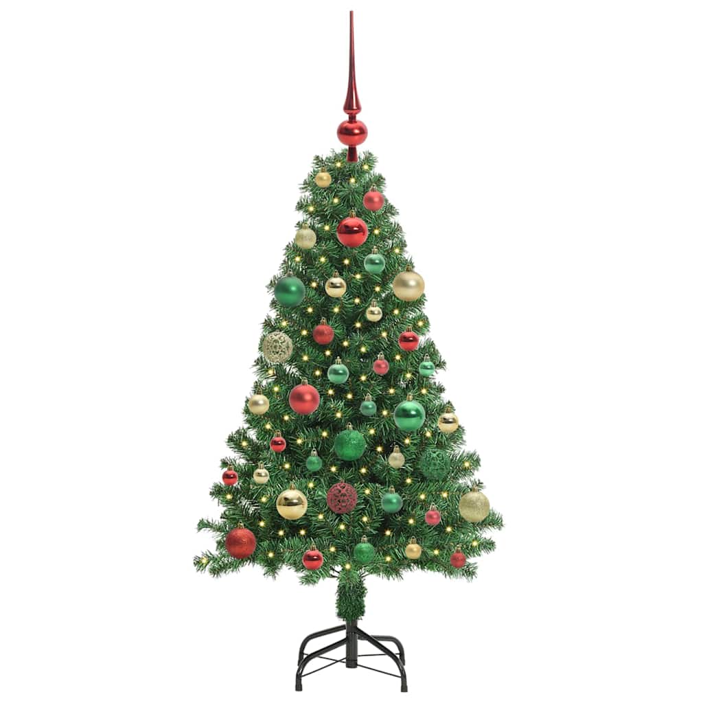 Mű karácsonyfa 150 LED-del Zöld 120 cm PVC és Acél és Műanyag