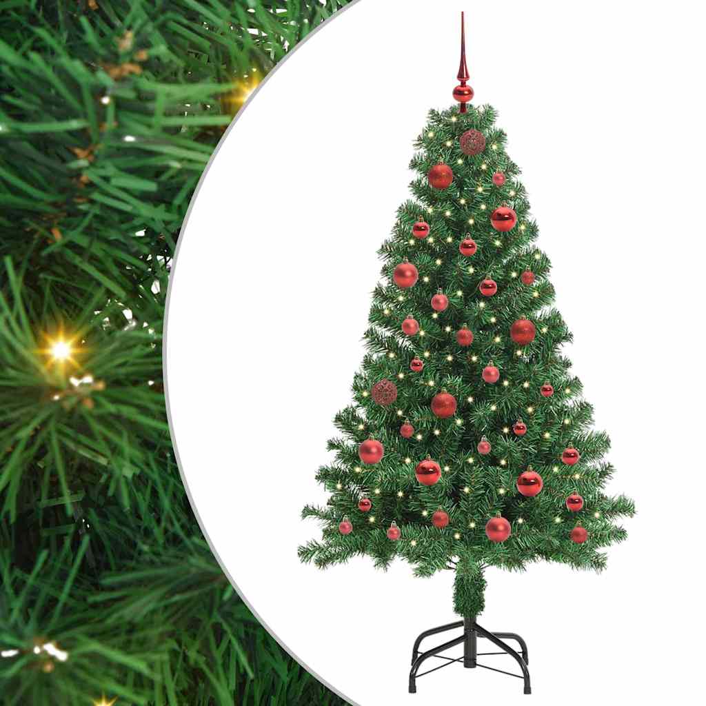 Mű karácsonyfa 150 LED-del Zöld 150 cm PVC és Acél és Műanyag