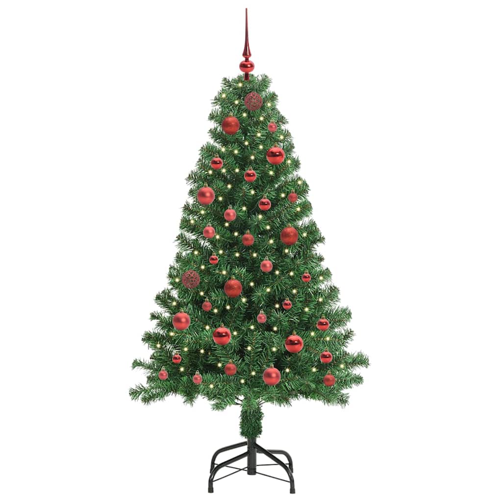 Mű karácsonyfa 150 LED-del Zöld 150 cm PVC és Acél és Műanyag