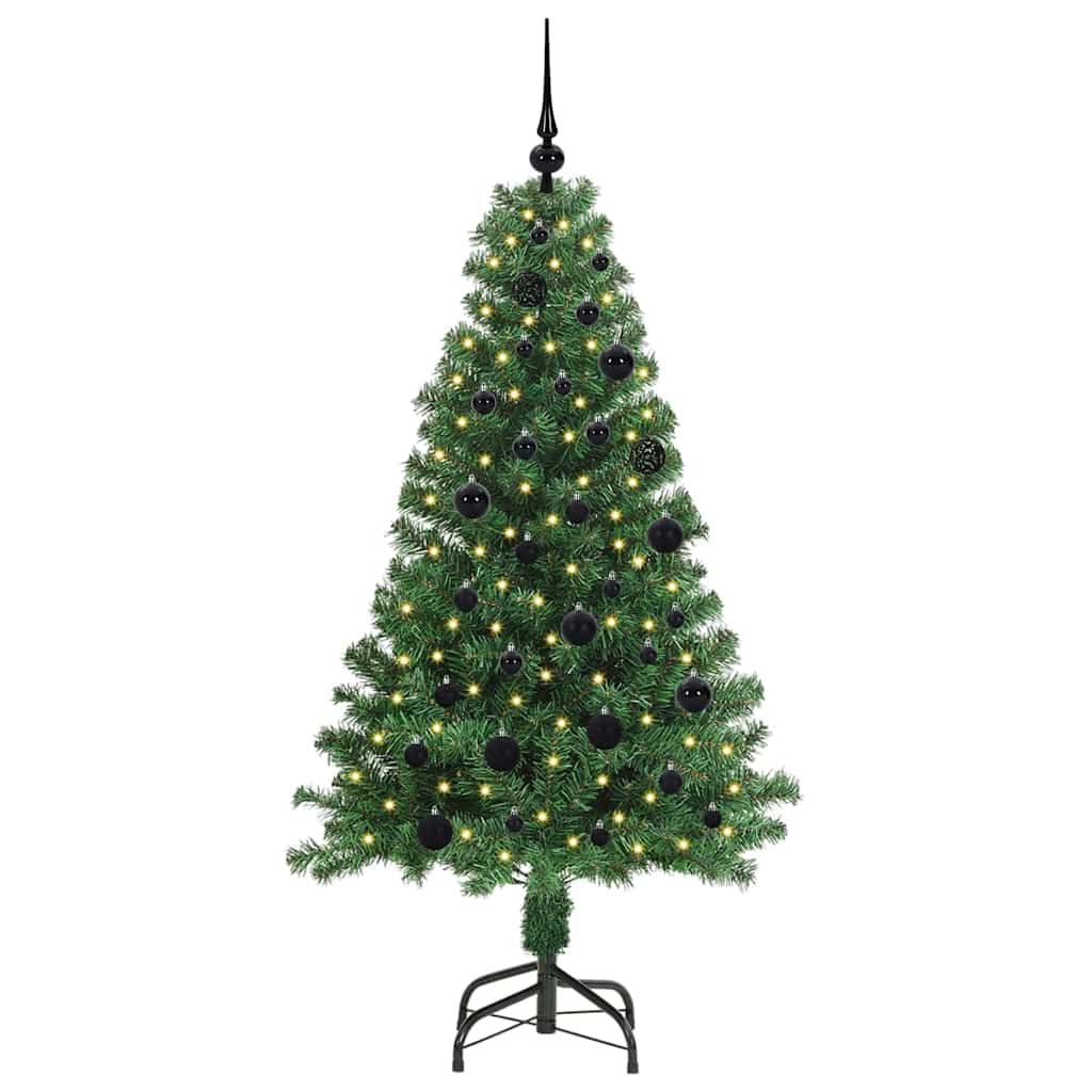 Mű karácsonyfa 150 LED-del Zöld 150 cm PVC és Acél és Műanyag